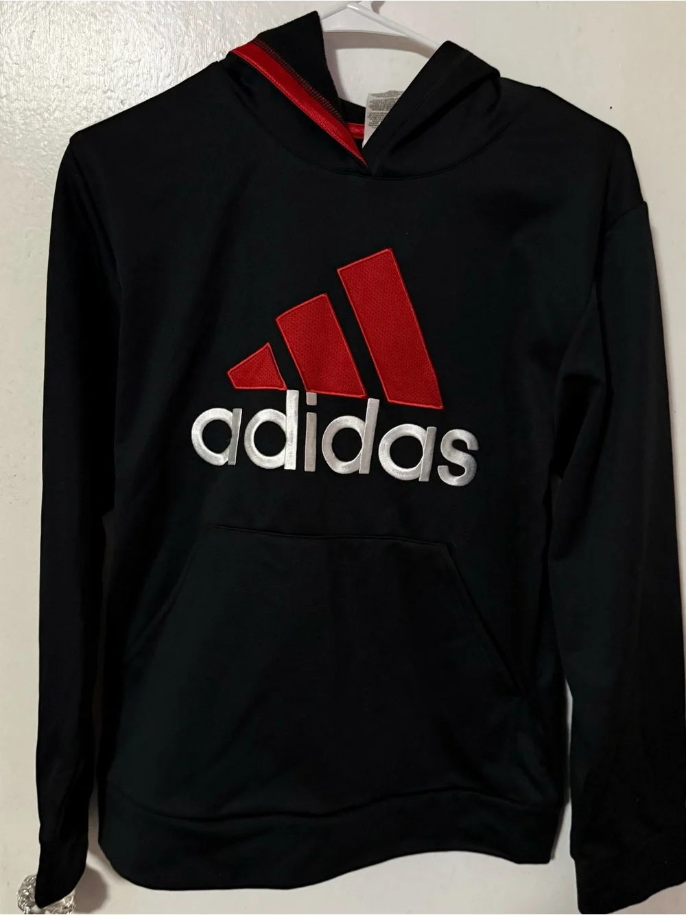 Adidas youth's Black Hoodie with Red Logo